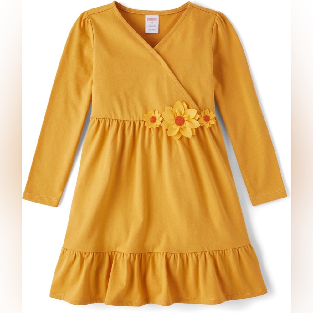 Gymboree Mustard Dress with Floral Detail